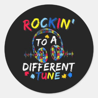 Sticker Rond Rockin' À Un Autisme Autiste Différent Tune