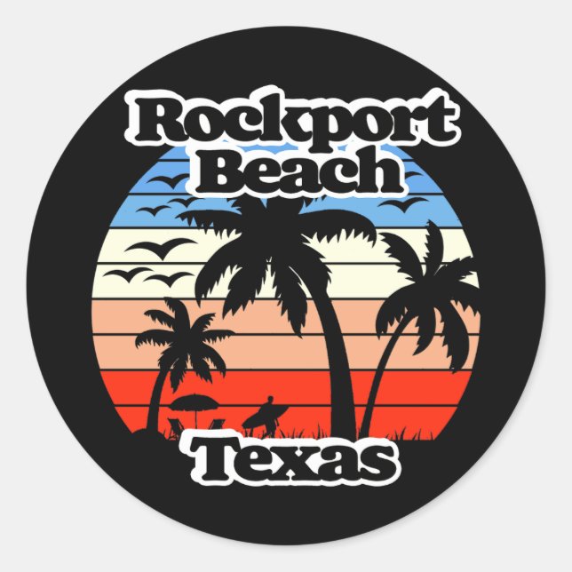 Sticker Rond Rockport Beach Texas (Devant)