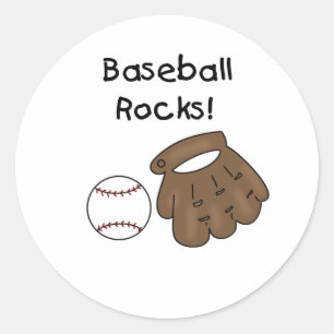Sticker Rond Rocks de baseball de gant et de ballon