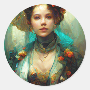 Sticker Rond Rococo Future Imaginaire Sci-Fi