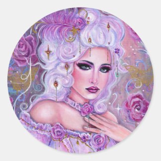 Sticker Rond Rococo valentine fantasy art by Renee Lavoie