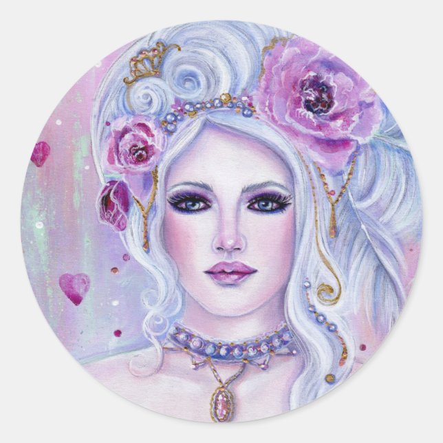 Sticker Rond Rococo valentine imaginaire art par Renee Lavoie (Devant)