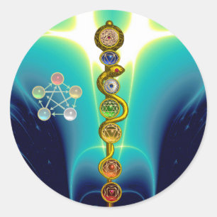 STICKER ROND RODE D'ASCLEPIUS 7 CHAKRAS, YOGA, ÉNERGIE SPIRITUE