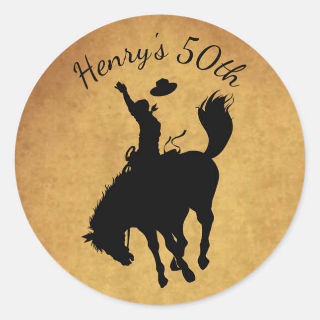 Sticker Rond Rodeo Cowboy 50e anniversaire (Devant)