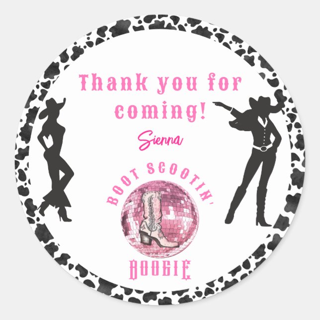 Sticker Rond Rodéo de Disco de Cowgirl de Nashville pour un Ent (Devant)