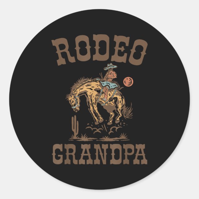 Sticker Rond Rodeo Grandpa Cowboy Cowgirl Birthday Family Match (Devant)