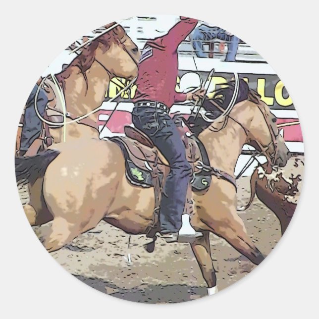 Sticker Rond Rodéo Team Roping (Devant)