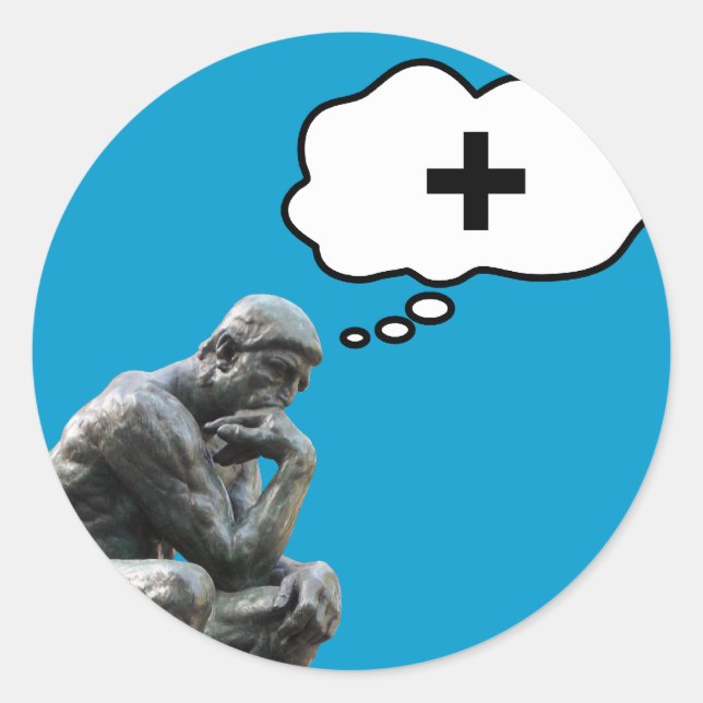 Sticker Rond Rodin's Thinker Statue - Penser positif (Devant)