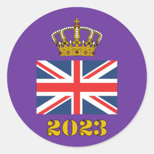 Sticker Rond Roi Charles III Coronation 2023 Royaume-Uni Couron
