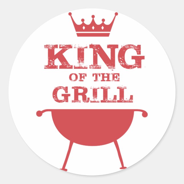 Sticker Rond Roi Du Grill, Rouge (Devant)