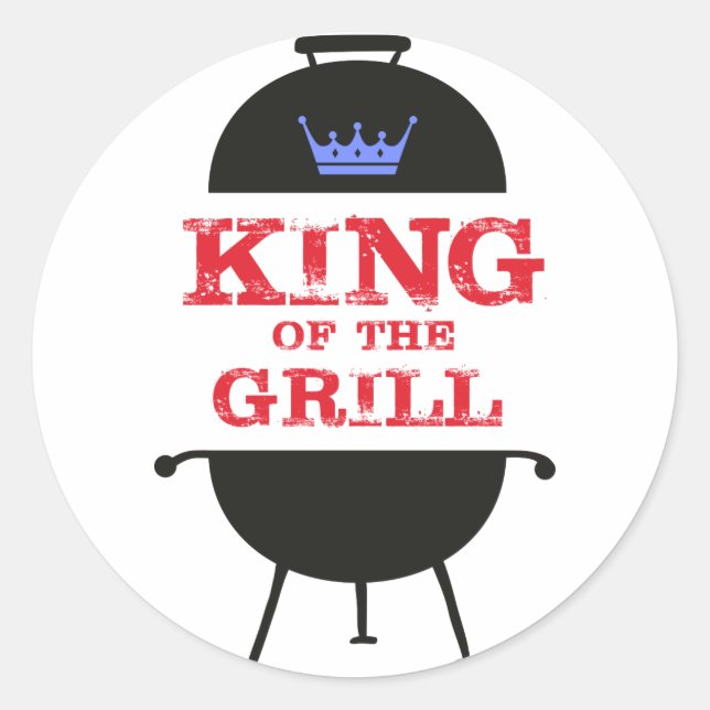 Sticker Rond Roi Du Grill, Rouge Couronne Bleue (Devant)