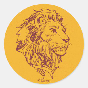 Sticker Rond Roi Lion  Plan de profil Simba adulte