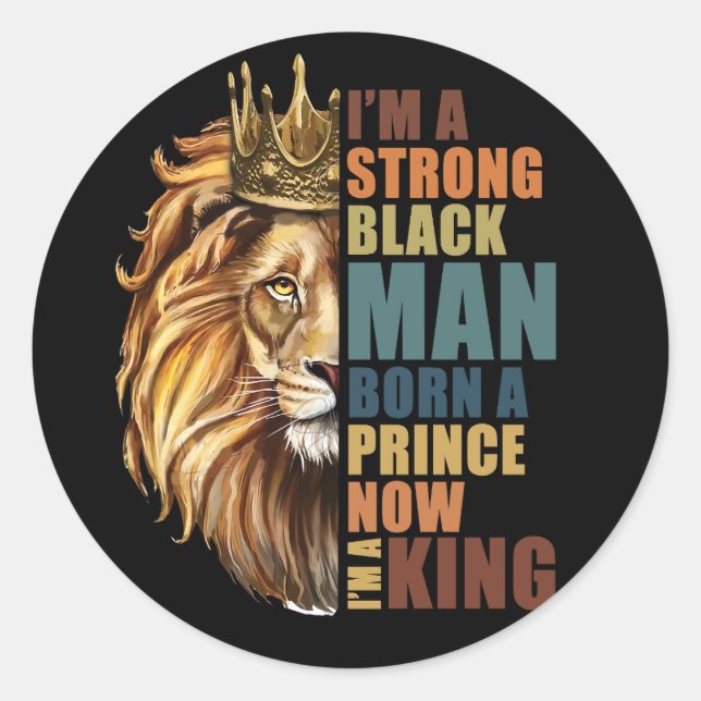 Sticker Rond Roi noir fort Afro-Américain (Devant)