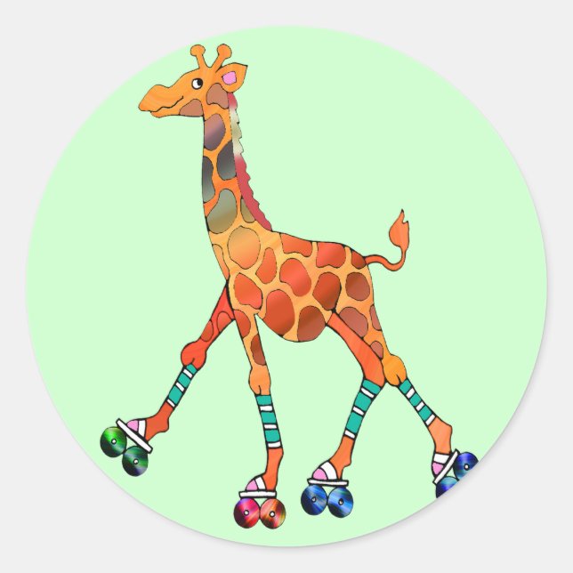 Sticker Rond Roller Sking Giraffe (Devant)