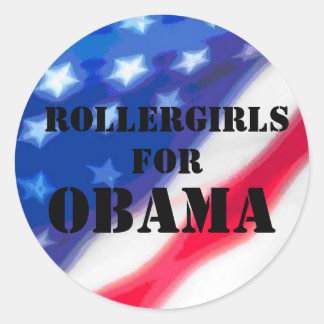 Sticker Rond Rollergirls Pour Obama - Crayon & Drapeau