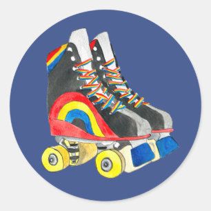 Sticker Rond Rollerskates art des années quatre-vingts