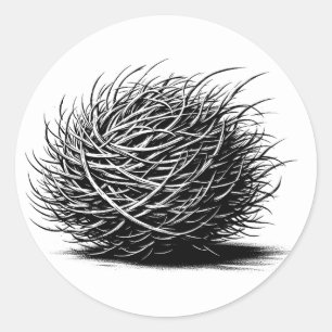 Sticker Rond Rollin Tumbleweed Plante illustration Art original