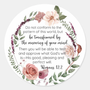 Sticker Rond Romains 12:2 Ne pas se conformer au motif Floral