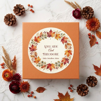 Sticker Rond Romance d'Automne Bonheur d'Automne | Mariage Ivoi