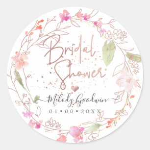 Sticker Rond Romance floue, Fête des mariées aquarelle