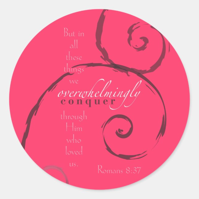 Sticker Rond Romans 8:37 - Choisissez votre propre couleur! Per (Devant)