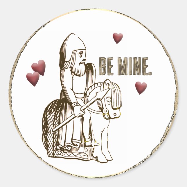 Sticker Rond Romantic Be Mine Art Médiéval 3D Valentine Heart (Devant)