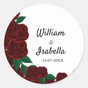 Sticker Rond Romantic Fall mariage extérieur belle roses rouges
