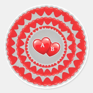 Sticker Rond Romantic Hearts Pattern