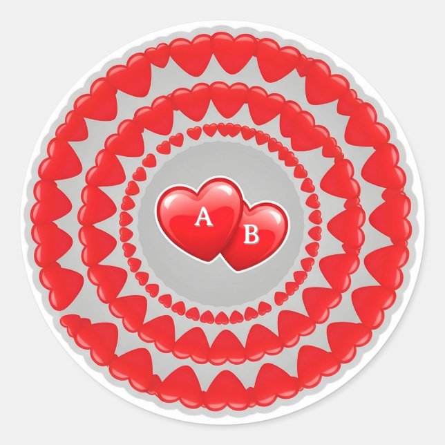 Sticker Rond Romantic Hearts Pattern (Devant)