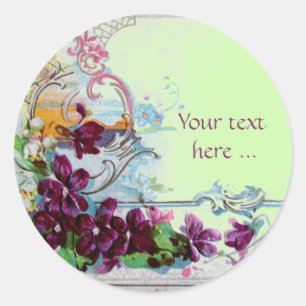 STICKER ROND ROMANTICA /FLORALES ÉLÉGANTES /PANSIERS ET SNOWDRO
