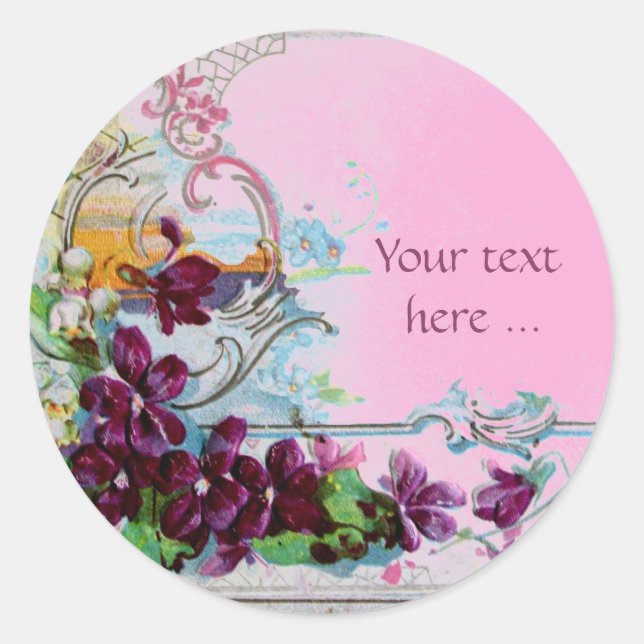 STICKER ROND ROMANTICA /FLORALES ÉLÉGANTES /PANSIERS, SNOWDROPS (Devant)
