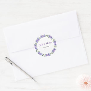 Sticker Rond Romantique Blue Hydrangea Blossoms Mariage de cour