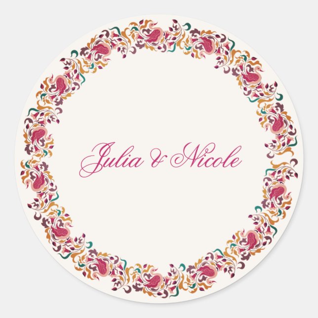 Sticker Rond Romantique classique Pearl Swan Mariage de cadre f (Devant)