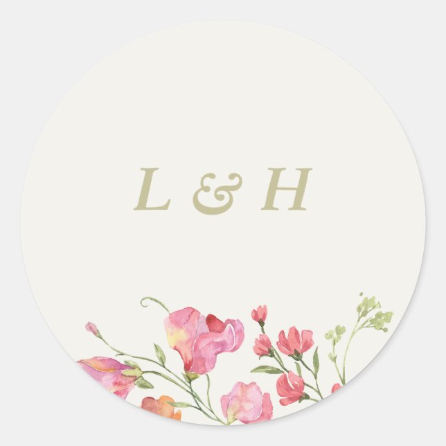 Sticker Rond romantique dainty fleurie couronne printemps Maria (Devant)