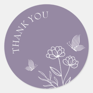 Sticker Rond Romantique élégant mariage floral mauve