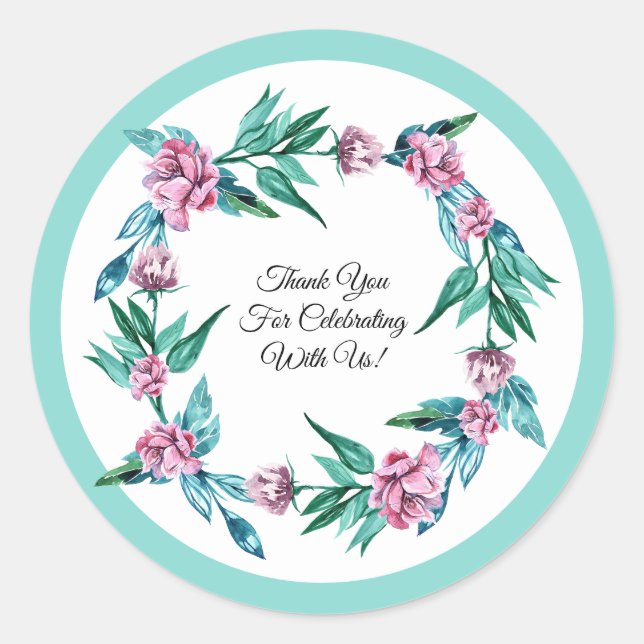 Sticker Rond Romantique Feminine Floral 40e anniversaire (Devant)