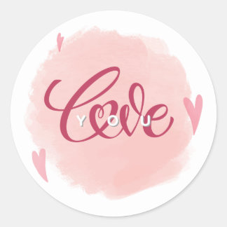 Sticker rond romantique "Love You" 