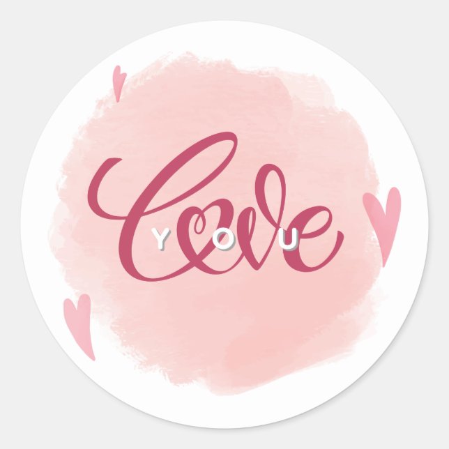 Sticker rond romantique "Love You"  (Devant)