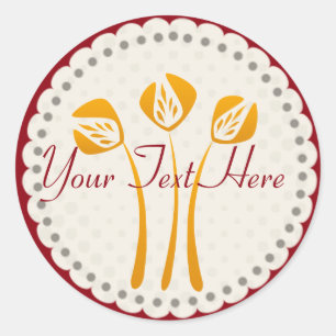 Sticker Rond Romantique Mariage Baby shower vacances Tulipes Fl