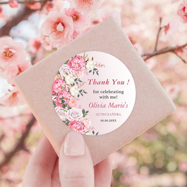 Sticker Rond Romantique Pastel Rose Sweet 16 Anniversaire (Créateur téléchargé)