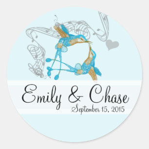 Sticker Rond Romantique rustique Colibri Kiss Amour OiseauMaria