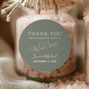 Sticker Rond Romantique Sage Green Mariage Favoriser