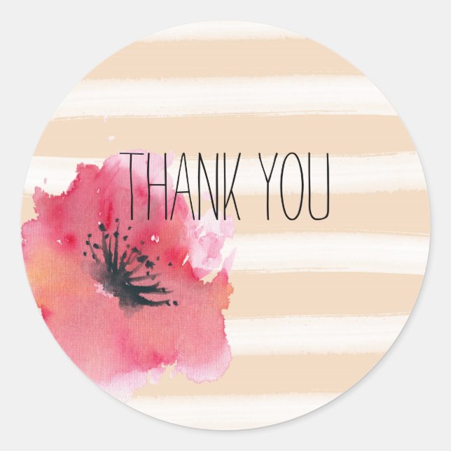 Sticker Rond Romantique Simple Stripes Merci Floral (Devant)