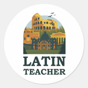 Sticker Rond Rome ancienne enseignante latine