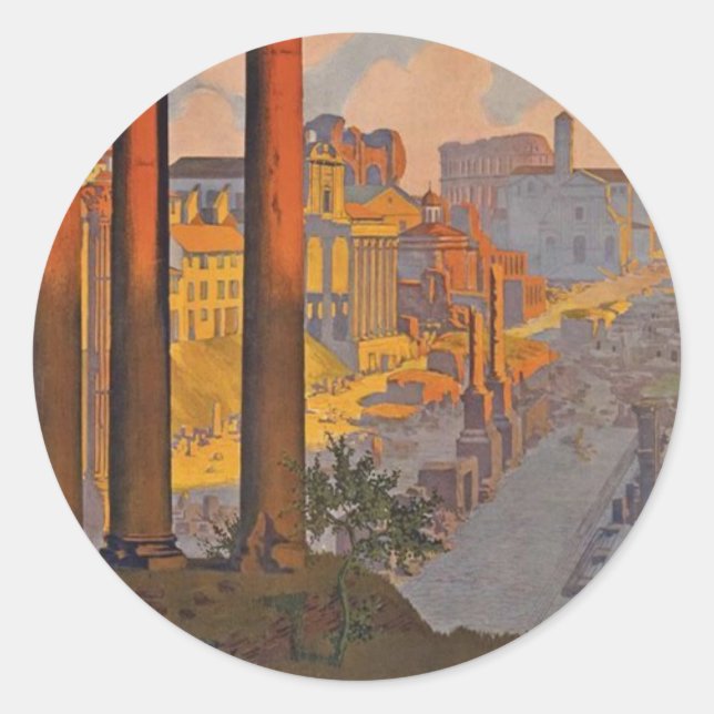 Sticker Rond Rome antique Voyage et peinture (Devant)