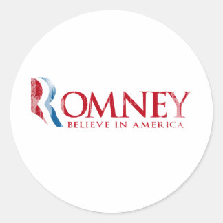 Sticker Rond Romney - Believe in America (rouge)