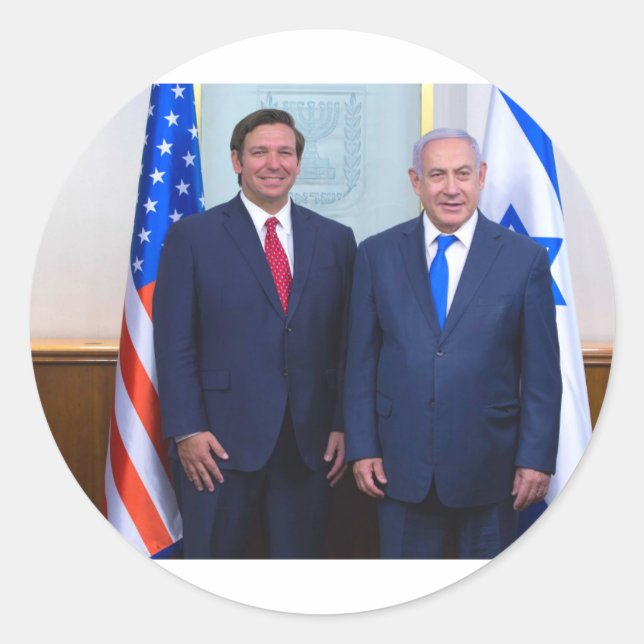 Sticker Rond Ron DeSantis et Benyamin Netanyahu (Devant)