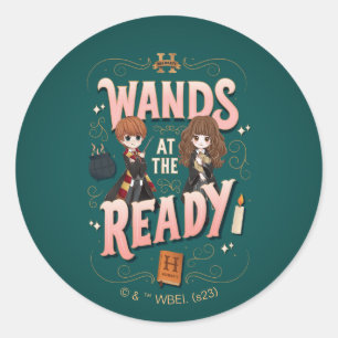 Sticker Rond Ron & Hermione Wands au Ready
