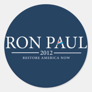 STICKER ROND RON PAUL 2012 RESTAURER L'AMÉRIQUE MAINTENANT STIC