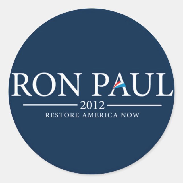 STICKER ROND RON PAUL 2012 RESTAURER L'AMÉRIQUE MAINTENANT STIC (Devant)